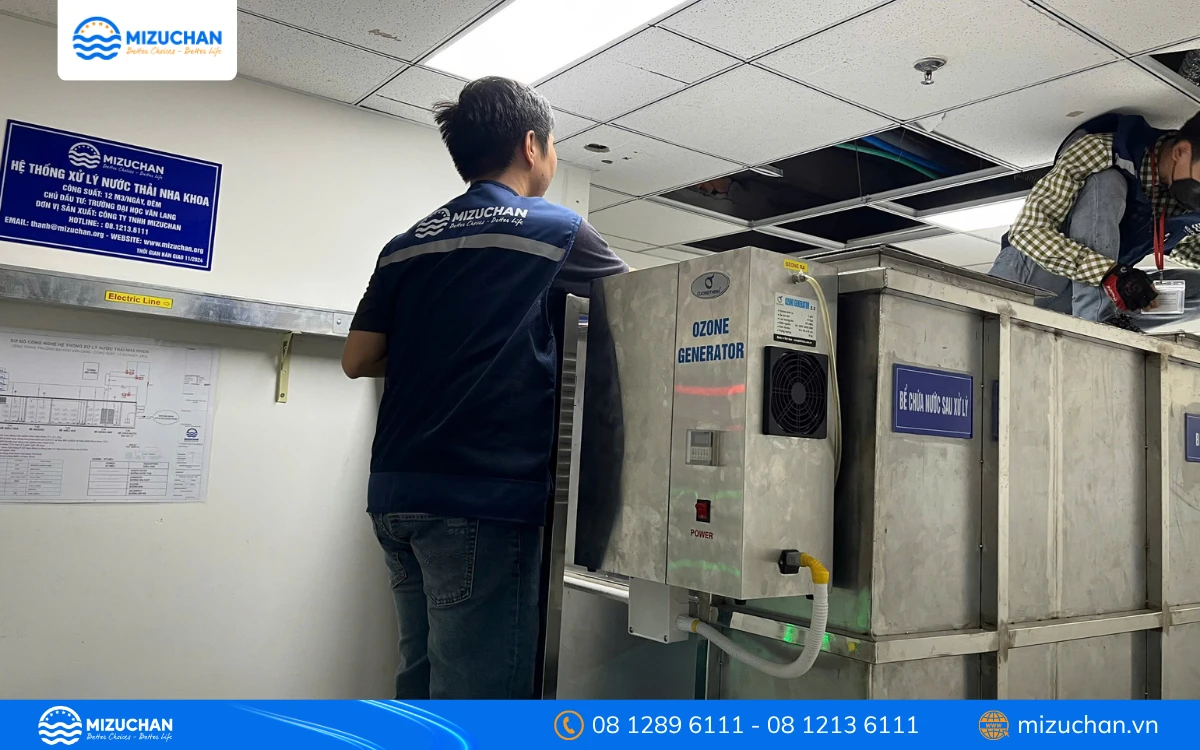 Đội ngũ Mizuchan lắp đặt hệ thống xử lý nước thải
