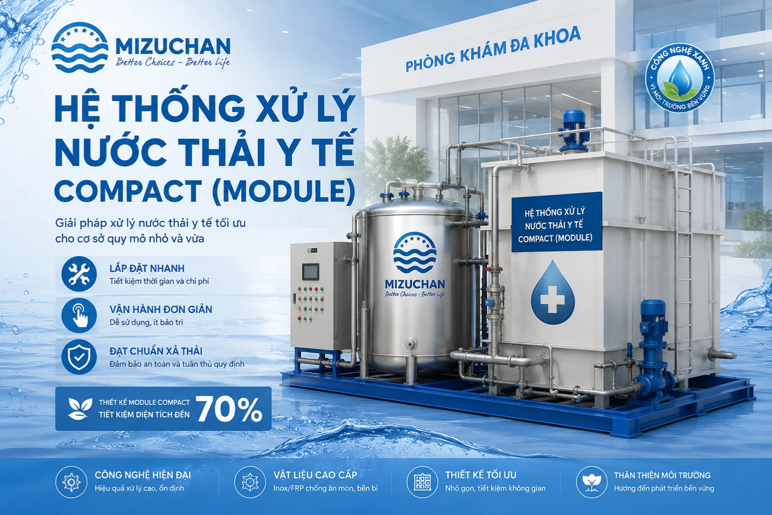 Hệ thống xử lý nước thải y tế Compact (dạng Module)
