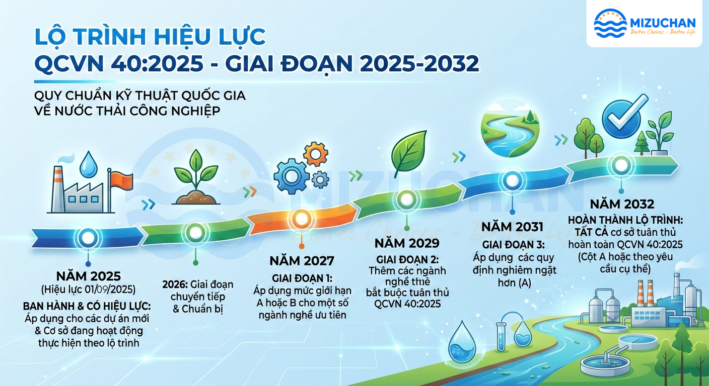 Lộ trình hiệu lực QCVN 40:2025 – Timeline từ 2025 đến 2032