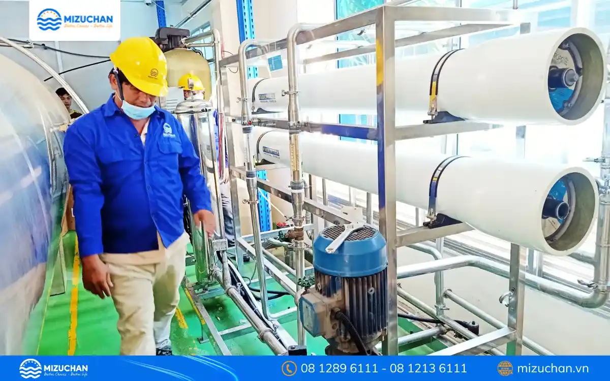 Minh hoạ hệ lọc nước RO trong công nghiệp